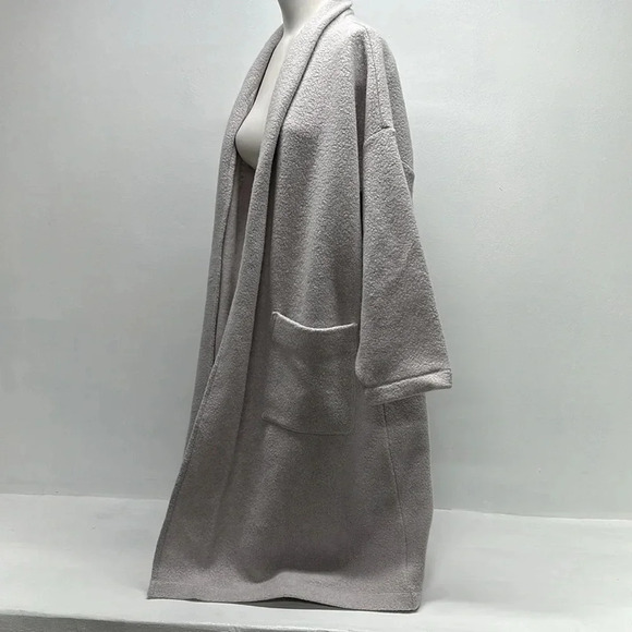 Eileen Fisher Boucle Wool Knit Long Coat Boxy Fit Knee Length Gray New * Size XL - Picture 8 of 11
